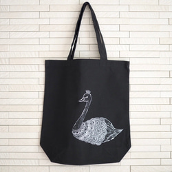 SALE!両面プリント tote bag swan- Black 1枚目の画像