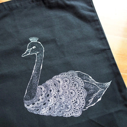 SALE!両面プリント tote bag swan- Black 3枚目の画像