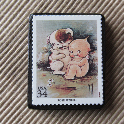 切手03 アメリカ イラスト切手ブローチ 6477 ブローチ Yukio TANZAWA