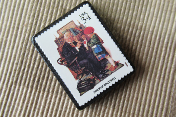 アメリカ　イラスト切手ブローチ 6484 2枚目の画像