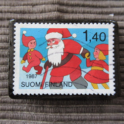 アップサイクル　クリスマス切手ブローチ6897 1枚目の画像