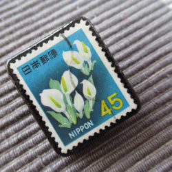 アップサイクル　日本　昭和切手ブローチ6960 2枚目の画像