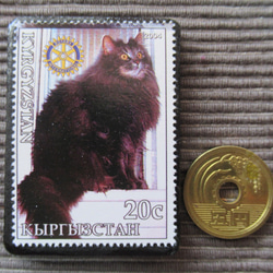 キリギスタン　猫切手ブローチ 7193 3枚目の画像