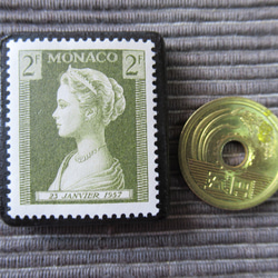 モナコ　切手ブローチ 7236 3枚目の画像