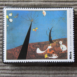 フランス　「ミロ」美術切手ブローチ7246 1枚目の画像