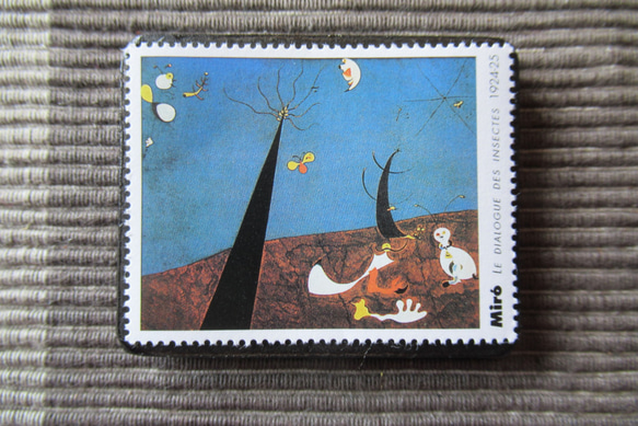 フランス　「ミロ」美術切手ブローチ7246 1枚目の画像