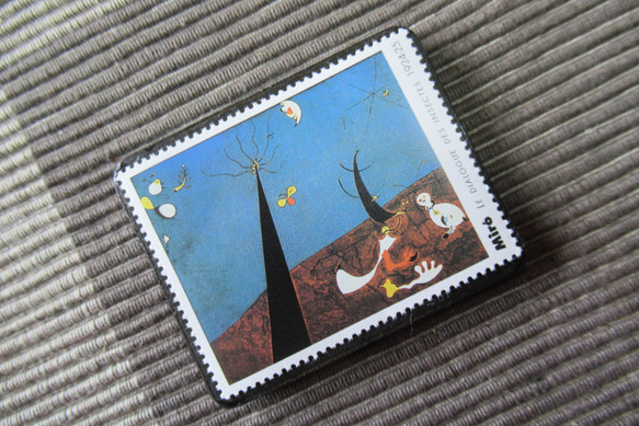 フランス　「ミロ」美術切手ブローチ7246 2枚目の画像