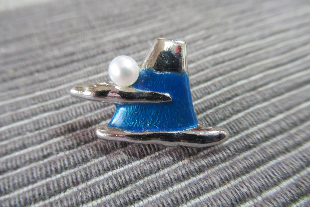 Silver925　 ピンブローチ「月と富士山」7248