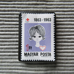 ハンガリー　切手ブローチ 7401 1枚目の画像