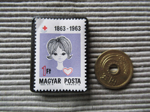ハンガリー　切手ブローチ 7401 3枚目の画像