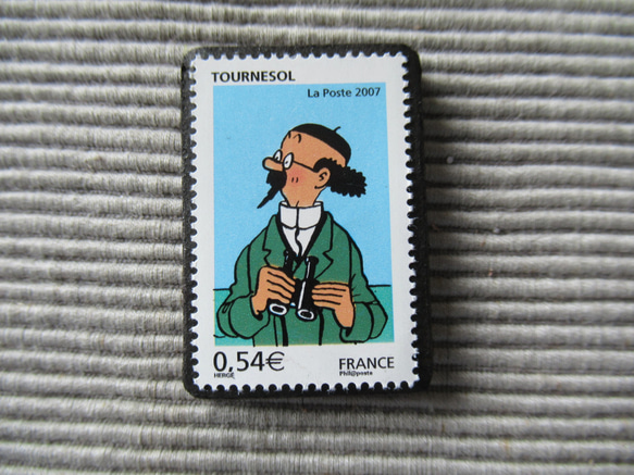 フランス　漫画 切手ブローチ 7595 1枚目の画像