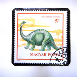 ハンガリー　恐竜切手ブローチ 026 1枚目の画像
