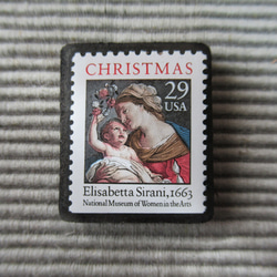 アメリカ　クリスマス切手ブローチ7744 1枚目の画像