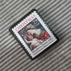 アメリカ　クリスマス切手ブローチ7744 2枚目の画像
