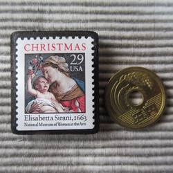 アメリカ　クリスマス切手ブローチ7744 3枚目の画像