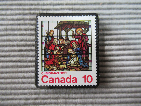 カナダ　クリスマス切手ブローチ7747 1枚目の画像