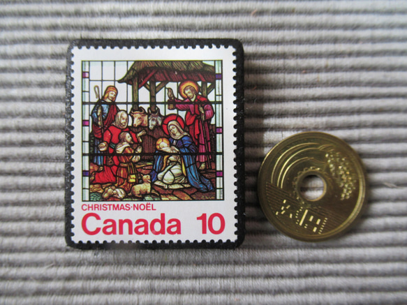 カナダ　クリスマス切手ブローチ7747 3枚目の画像