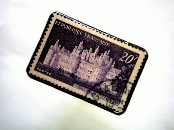 フランス　「城」切手ブローチ 067 2枚目の画像