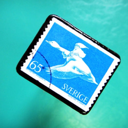 スェーデン「白鳥と妖精」切手ブローチ 083 2枚目の画像