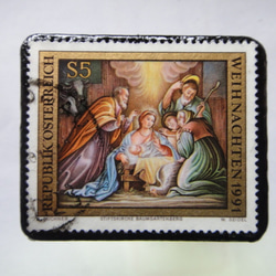 オーストリア　クリスマス切手ブローチ221 1枚目の画像