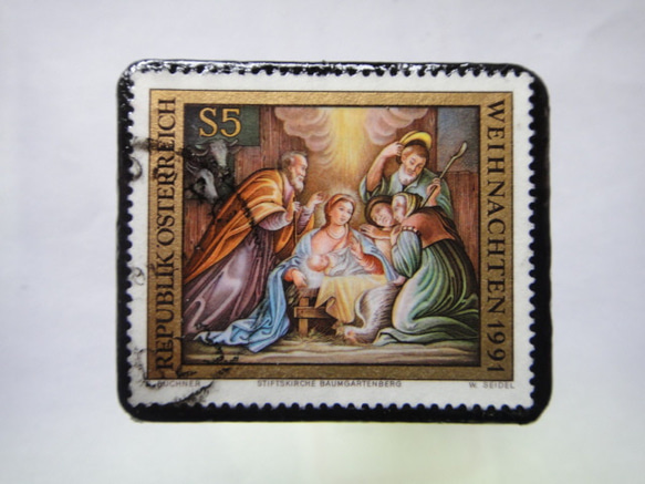 オーストリア　クリスマス切手ブローチ221 1枚目の画像