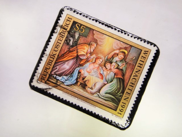 オーストリア　クリスマス切手ブローチ221 2枚目の画像