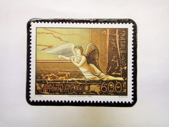 サンマリノ　天使切手ブローチ257 1枚目の画像