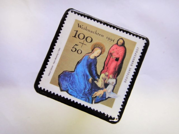 ドイツ　クリスマス切手ブローチ422 2枚目の画像