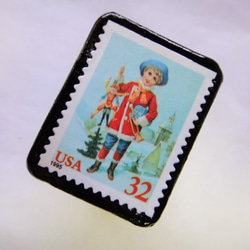 アメリカ 　サンタの子供「切手ブローチ」457 2枚目の画像