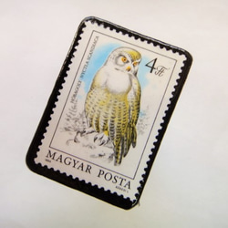 ハンガリー　ふくろう切手ブローチ624 2枚目の画像