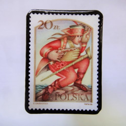 ポーランド　切手ブローチ1025 1枚目の画像