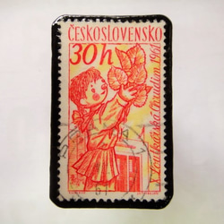 チェコスロバキア　切手ブローチ1041 1枚目の画像