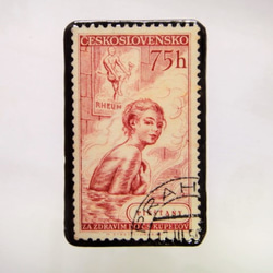 チェコスロバキア　切手ブローチ1050 1枚目の画像