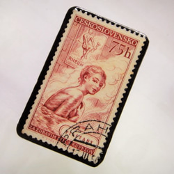 チェコスロバキア　切手ブローチ1050 2枚目の画像