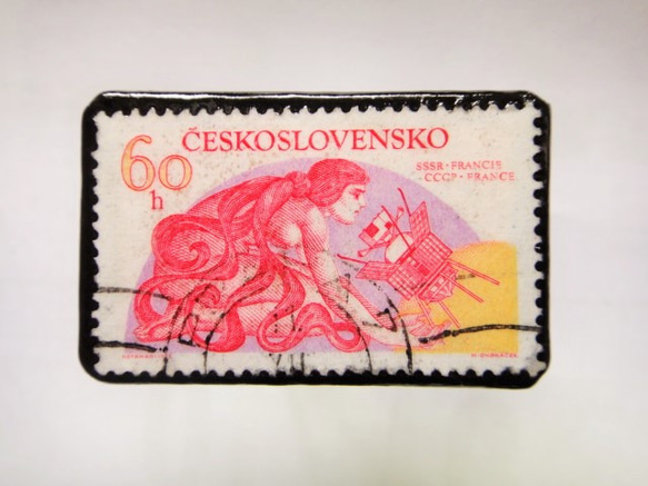 チェコスロバキア　切手ブローチ1061 1枚目の画像