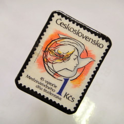 チェコスロバキア　切手ブローチ1144 2枚目の画像