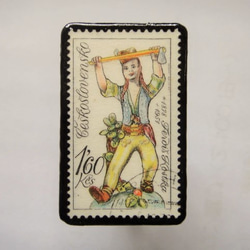 チェコスロバキア　切手ブローチ1161 1枚目の画像