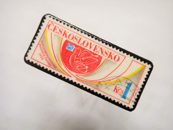チェコスロバキア　切手ブローチ1176 2枚目の画像