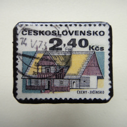 チェコスロバキア　切手ブローチ1319 1枚目の画像