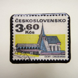 チェコスロバキア　切手ブローチ1321 1枚目の画像