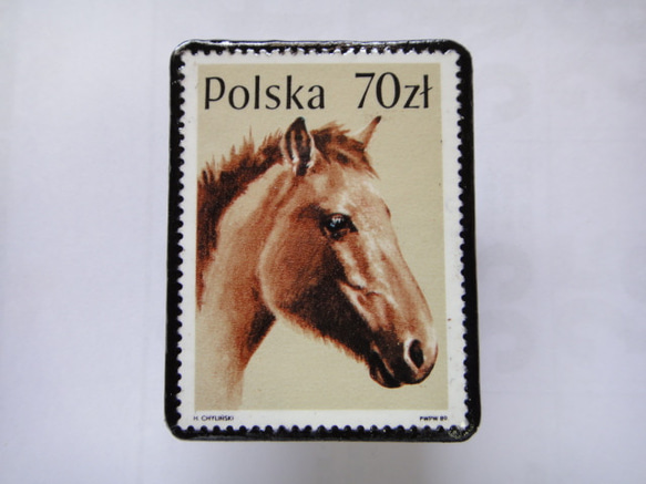 波蘭馬郵票胸針1377 第1張的照片
