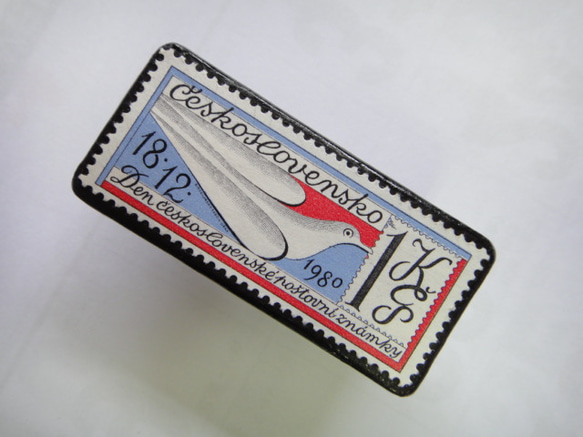 チェコスロバキア　切手ブローチ1381 2枚目の画像