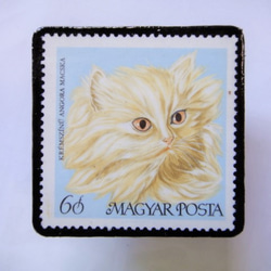 ハンガリー　猫切手ブローチ1420 1枚目の画像