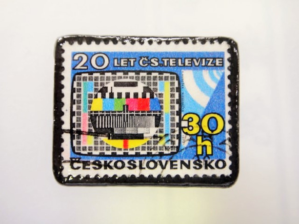 チェコスロバキア　 切手ブローチ1487 1枚目の画像