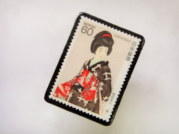 日本　切手ブローチ 1534 2枚目の画像