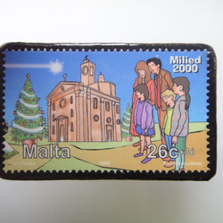 マルタ　クリスマス切手ブローチ1593 1枚目の画像
