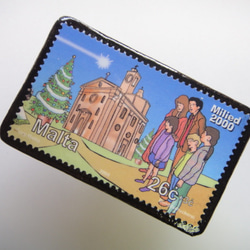 マルタ　クリスマス切手ブローチ1593 2枚目の画像