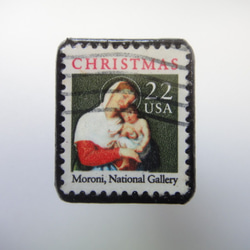 アップサイクル　クリスマス切手ブローチ1738 1枚目の画像