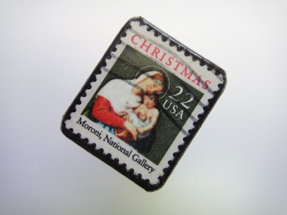 アップサイクル　クリスマス切手ブローチ1738 2枚目の画像