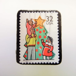 アップサイクル　クリスマス切手ブローチ1782 1枚目の画像